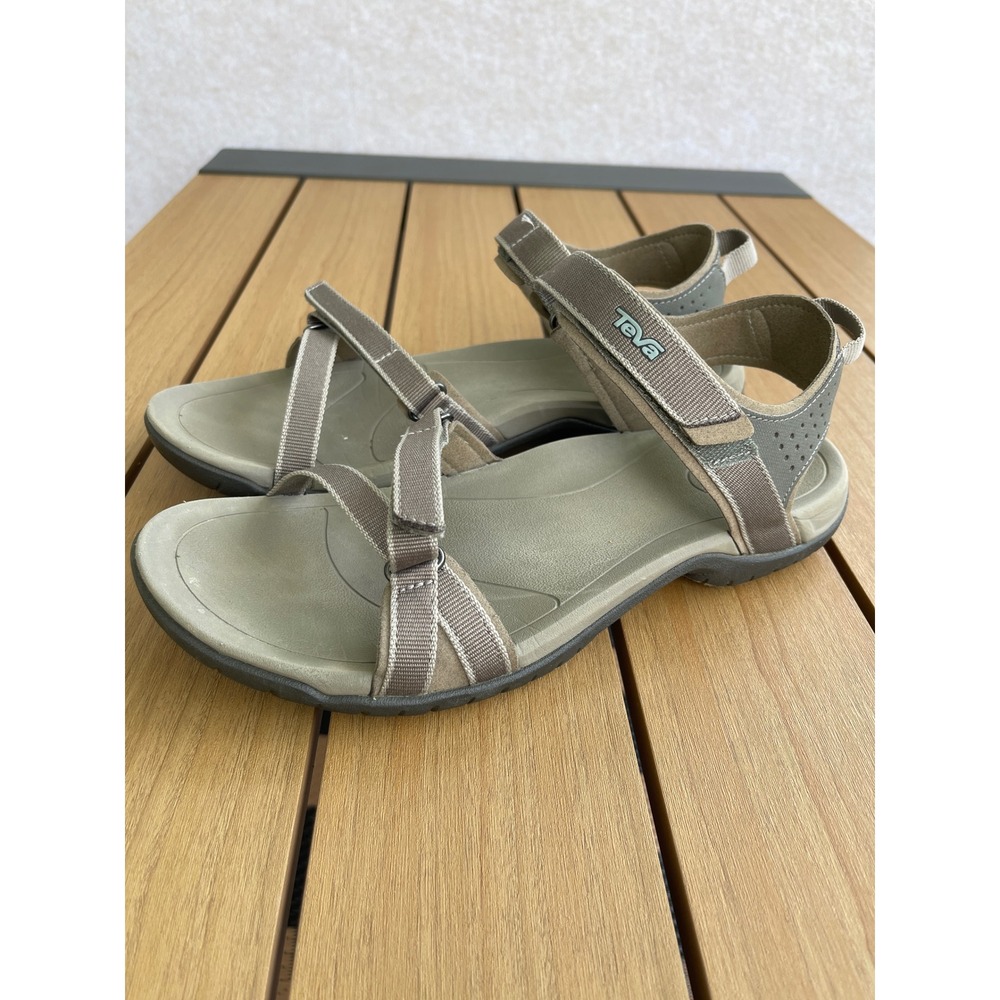 Teva Verra Sandals Womens 10 Taupe Grey Strappy Hiking Water Shoes 1006263